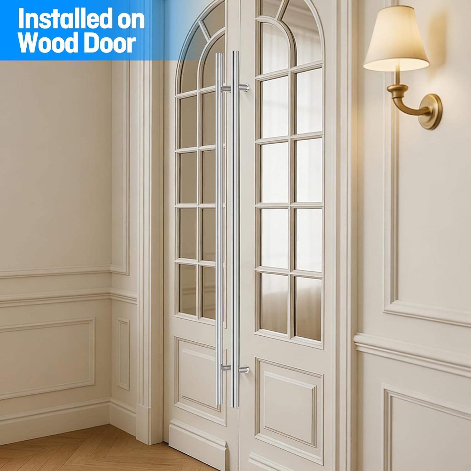 Ranbo Ladder Style 60' Large Push Pull Door Handle,Back to Back, 1200mm (47 1/4 inch) CTC, 304 Stainless Steel, Heavy Duty for Barn,Front,Entrance, Commercial,Glass Doors,Polished Chrome