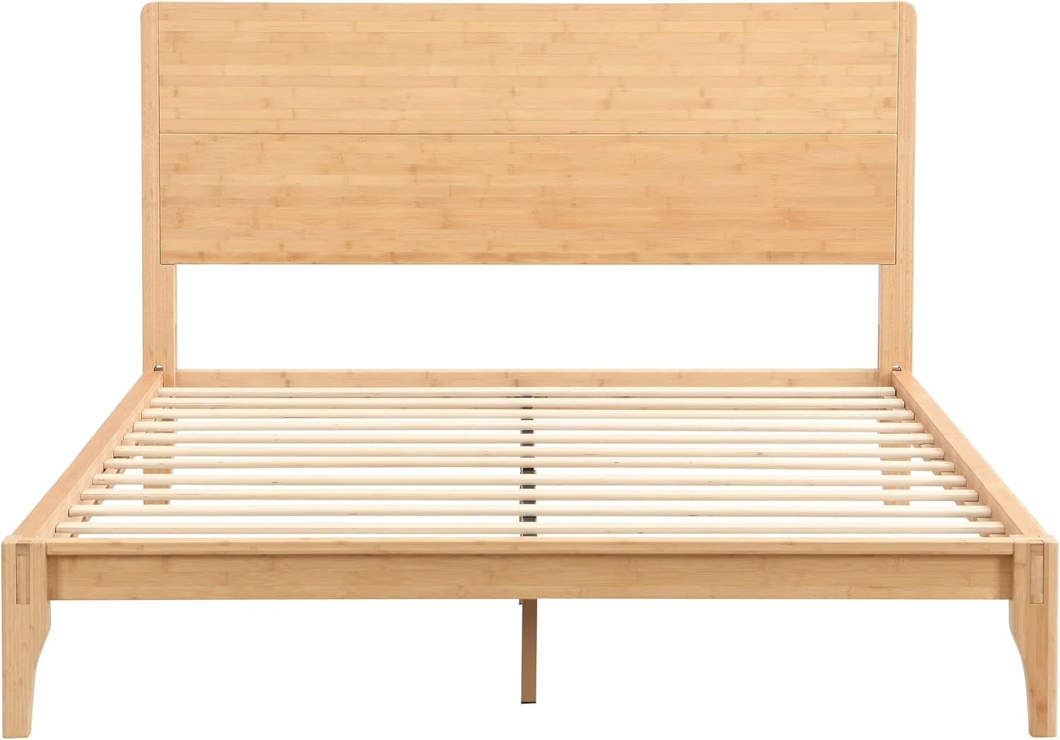 Merax 3 Pieces Bamboo Bedroom Sets, Mid-Century Modern Queen Size Platform Bed with Tall Headboard, Storage Drawer Night Stands Set, Wood Slats Support, No Box Spring Needed, Easy Assembly, Natural