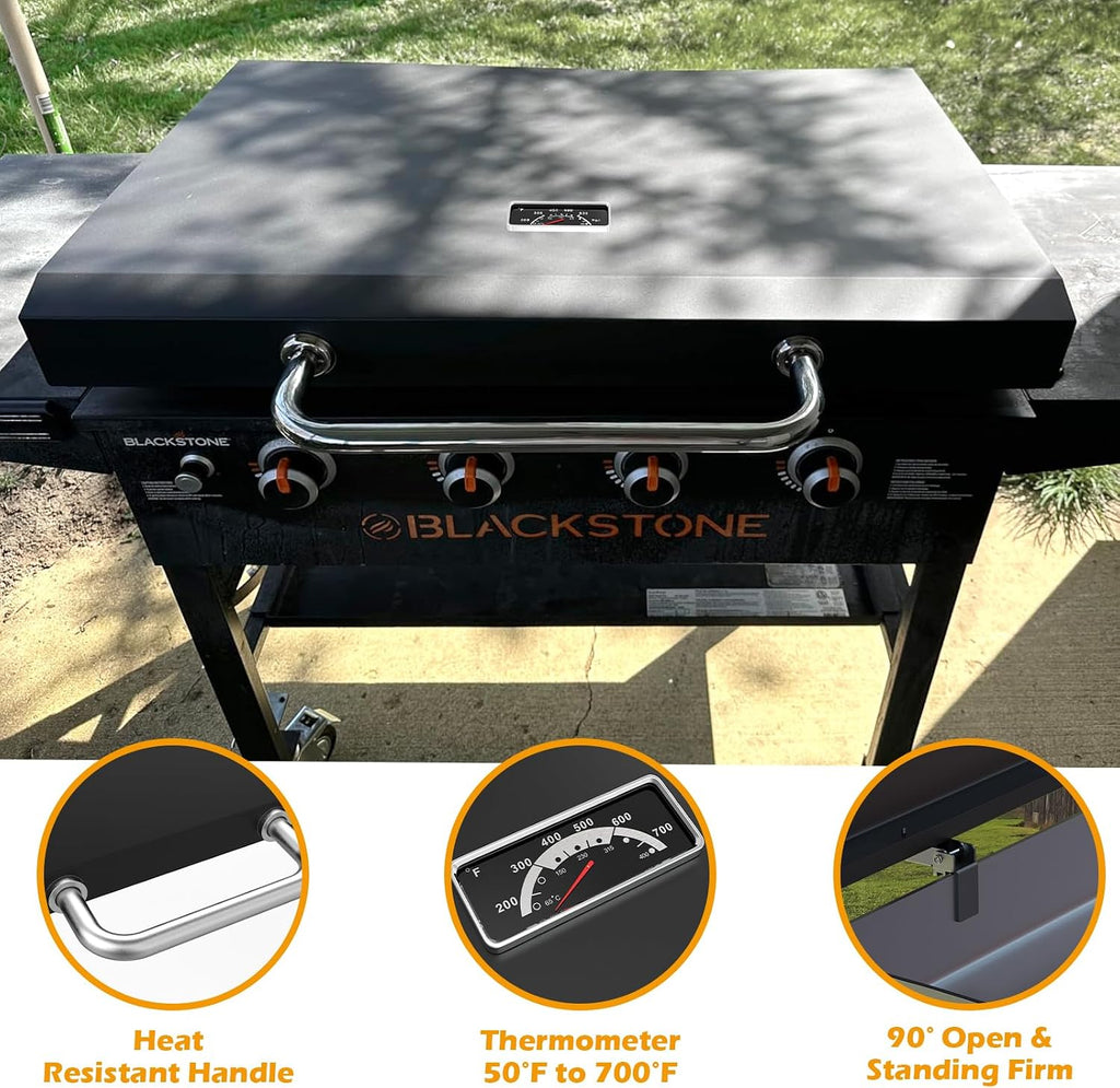 Upgrade Hinged Lid for Blackstone 36'' Griddle 1825 1565 1554 1560 1818 1836 1899 1923 2149 1841 1863 1866 2122 Flat Top Hard Cover Hood with Temperature Gauge for Most 36in Grill Griddle with Handle