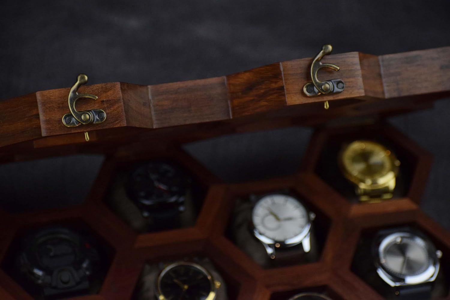 Extra Large Superior Rosewood Honeycomb Watch Box Display Case Holder Collector Organizer for Men, Men's Vintage Watch Storage Box to Store and Keep your Watches Safe and Sophisticated.