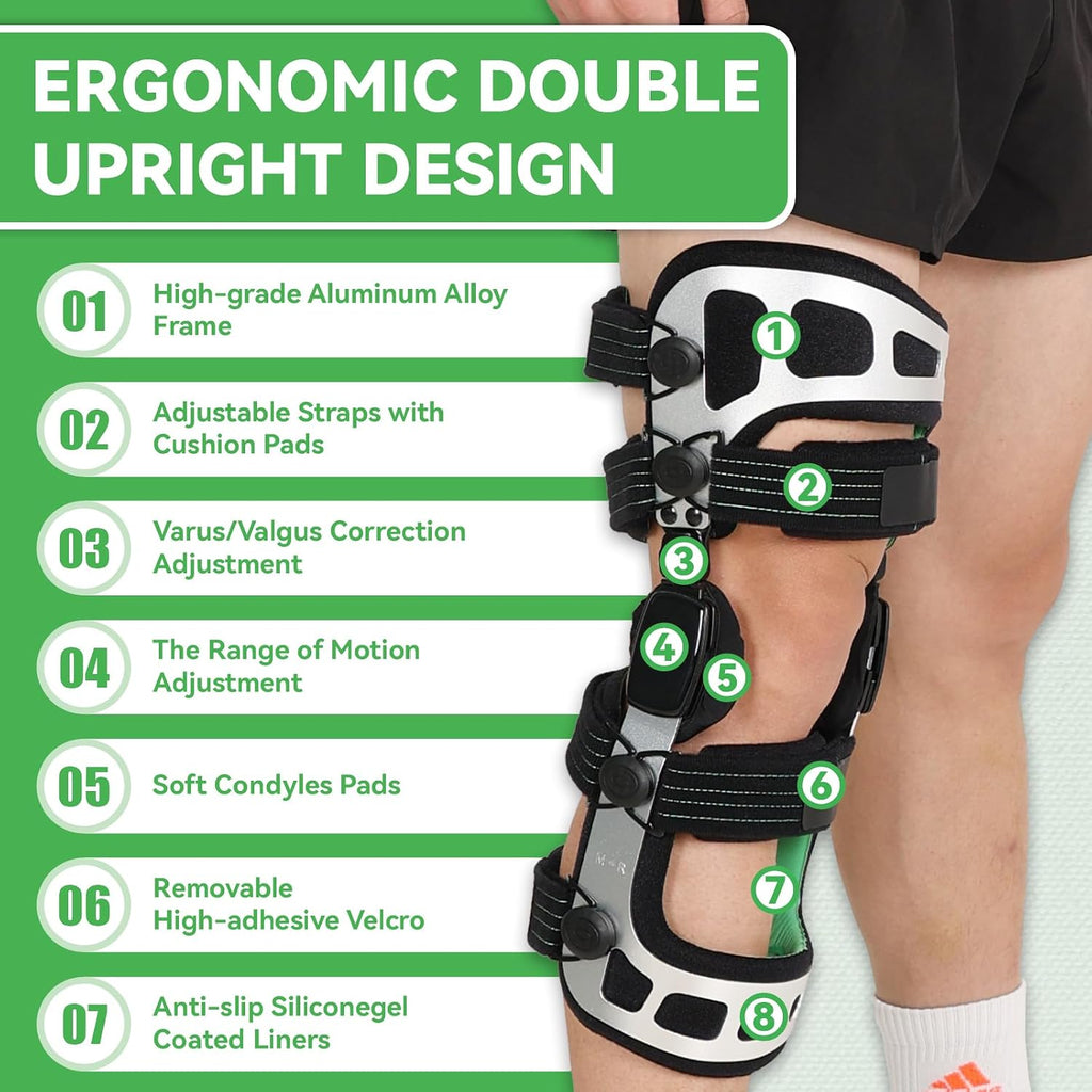 Orthomen Double OA Knee Brace Booster Instability of Ligament Injury & Protect Knee Joint after Knee Surgery Medial & Lateral Support (M/Left)