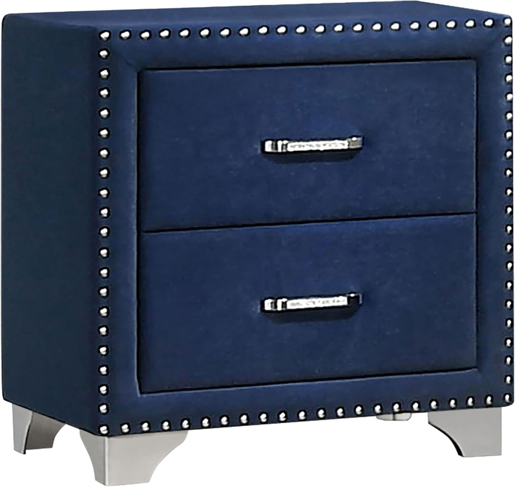 Coaster Home Furnishings Melody Modern Classic 4-Piece Bedroom Set Velvet Upholstered Queen Size Wingback Bed Frame 66-inch Headboard Pacific Blue 223371Q-S4