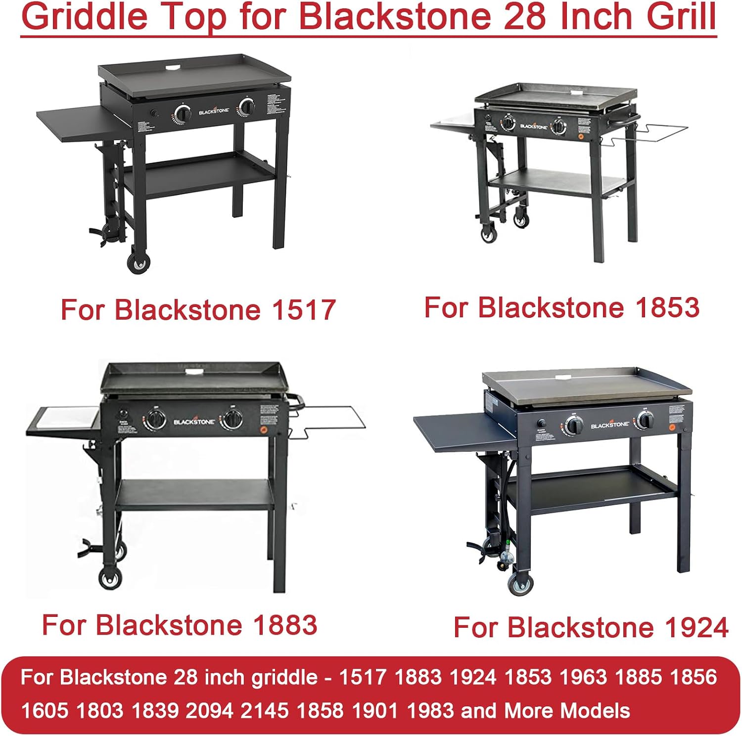 Upgrade Griddle Top for Blackstone 28 Inch Griddle 2 Burner Gas Grill 1517 1924 1883 1853 1856, 28' Flat Top Replacement for Blackstone
