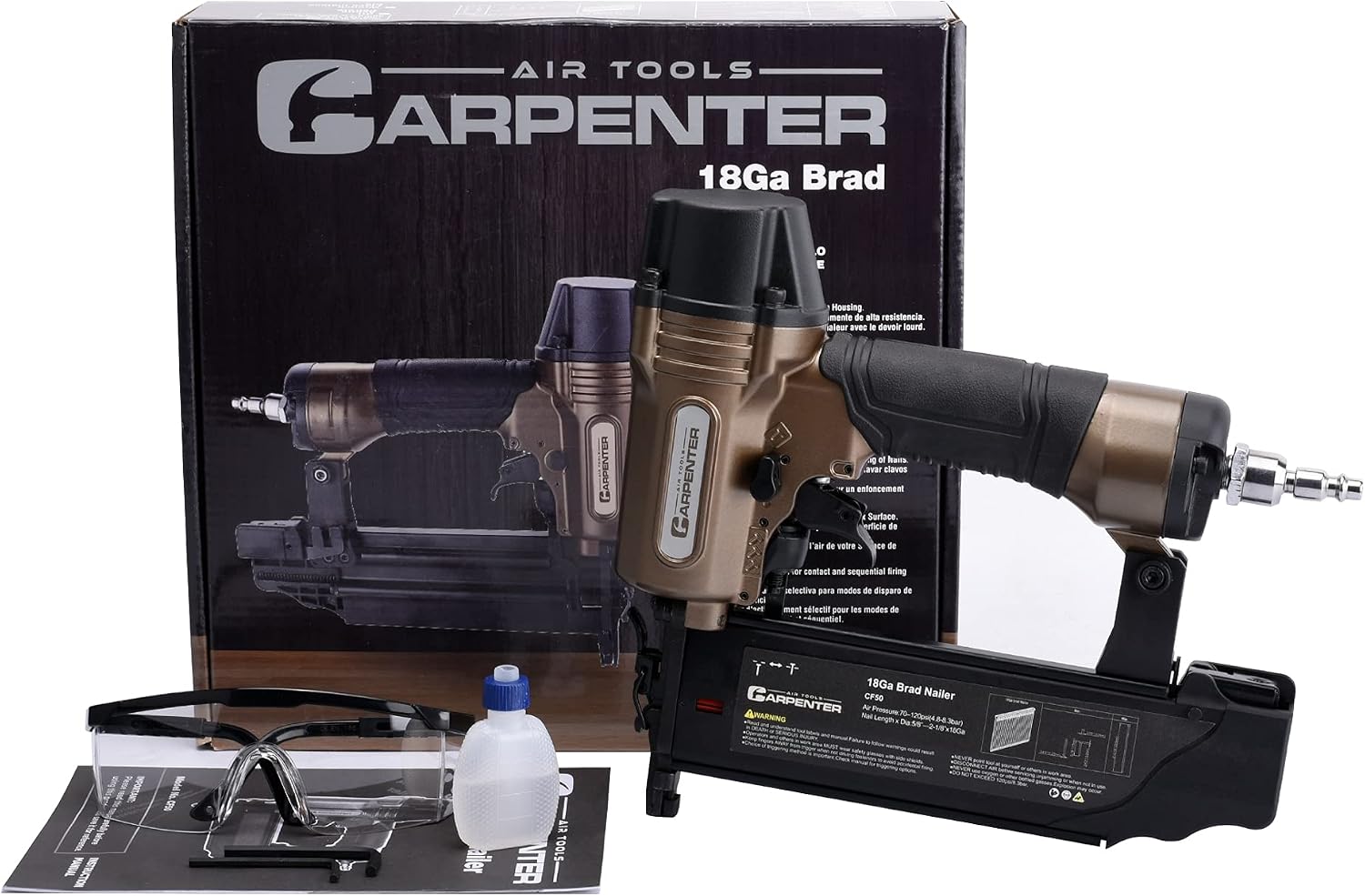 Carpenter Tools CFL4518-18 Gauge L Cleat Flooring Nailer with Mallet and CF50 18 Gauge Brad Nailer