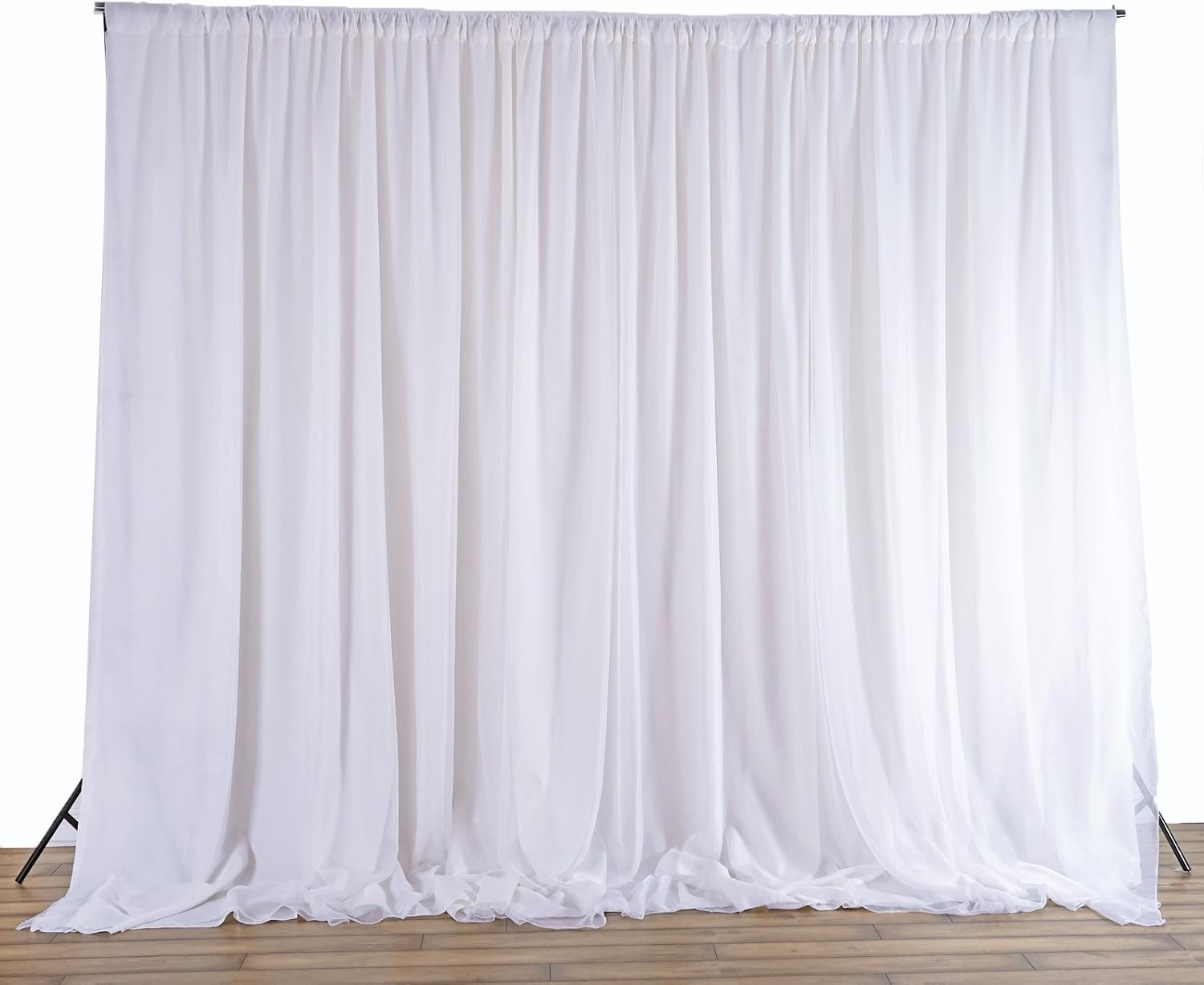 BalsaCircle 20 ft x 10 ft White Chiffon Fabric Backdrop Drapes Curtain - Wedding Decorations Photo Booth Reception Photography Party Supplies