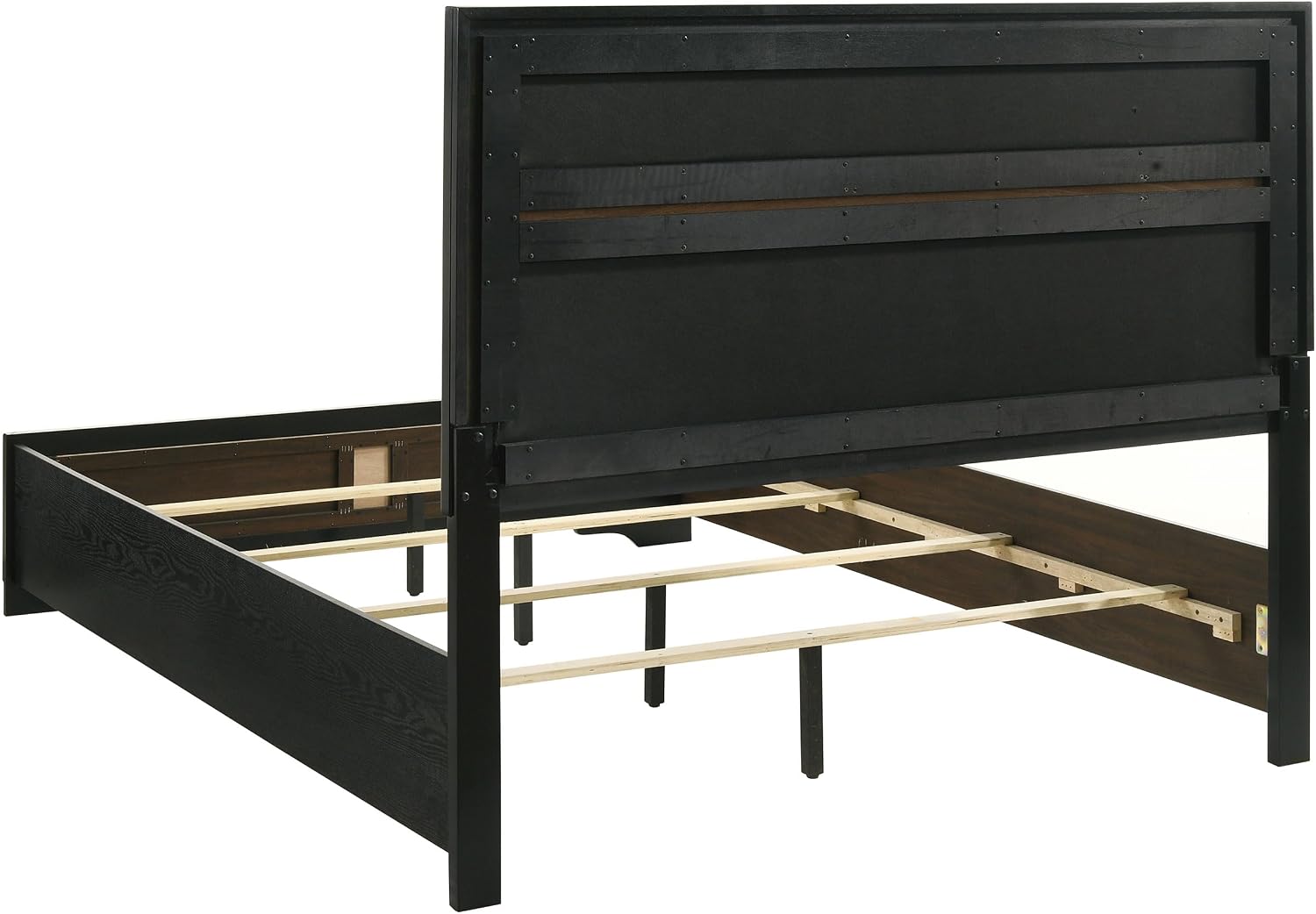 Coaster Home Furnishings Miranda Contemporary 5-Piece Bedroom Set Fabric Upholstered Eastern King Size Panel Bed Frame 54-inch Headboard Black 206360KE-S5