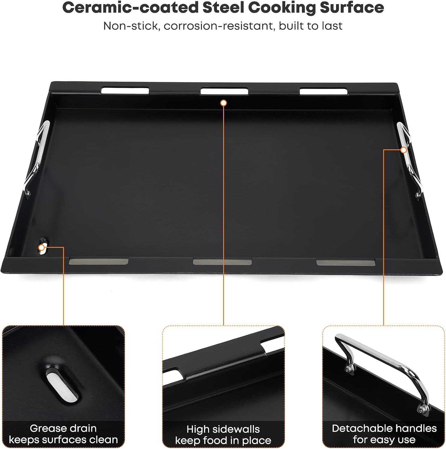 Stanbroil Nonstick Griddle Insert for Weber Spirit 300, Spirit 400 Series, Full Size Flat Top Griddle for Weber Spirit 310 315 320 330 335 425 435, Rust-Resistant
