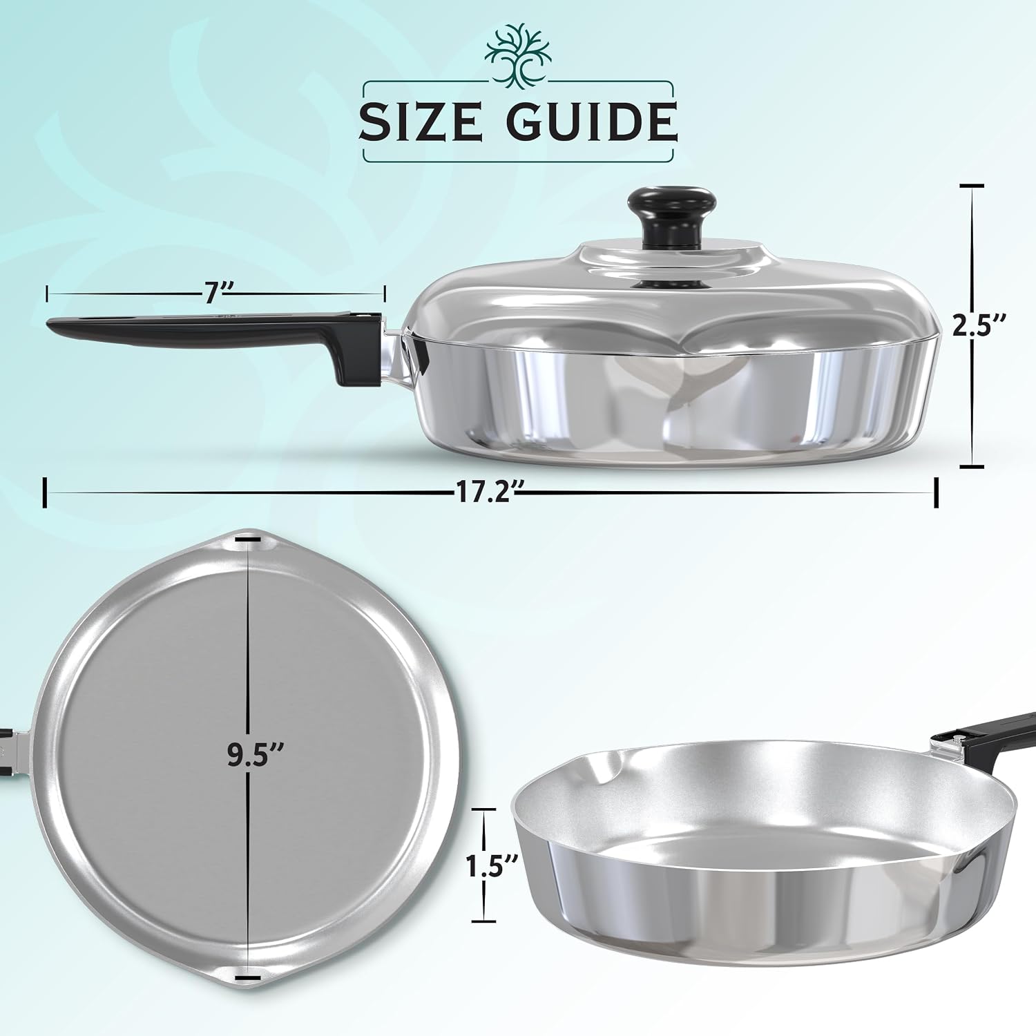 MAGNAWARE Cast Aluminum Sauté Pan with Lid 10 inch - Oven Safe Deep Frying Pan with Lid, Two Side Spouts and Ergonomic Stay-Cool Handle for Comfortable Grip and Pouring (3 Quart)