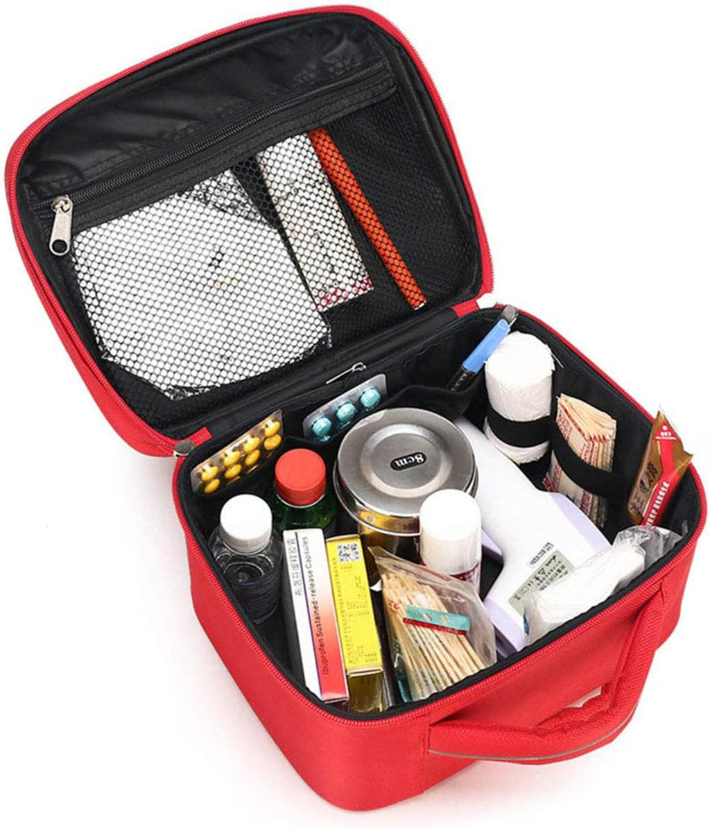 First Aid Bag, Small Portable Medicine Bag, Compact First Aid Kit Bag, Pouch Lightweight Medicine Storage Bag Multifunctional Layered for Emergency Home Office Car Outdoors