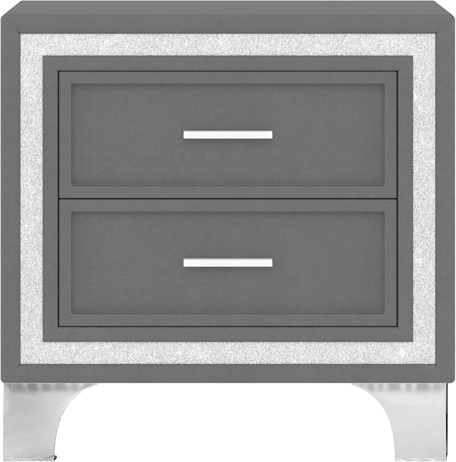 Merax 3 Pieces Bedroom Set, Queen Size Upholstered Platform Bed Frame with LED Lights and 2 Nightstands,Farmhouse Bedroom Furniture Set,Gray