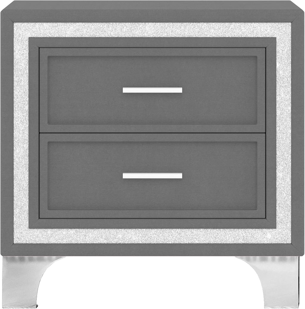 Harper & Bright Designs 3-Pieces Bedroom Sets, Queen Size Upholstered Platform Bed with 2 Nightstands and LED Lights (Grey 3-Pieces)
