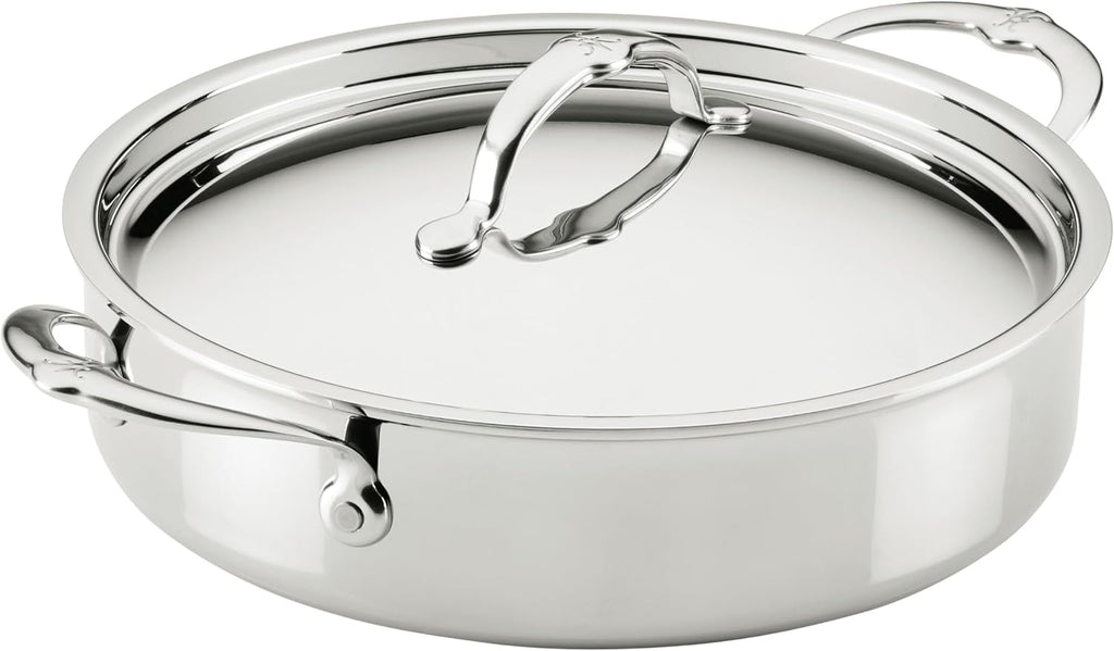 Hestan ProBond Luxe 3.5-Quart Sauteuse Braiser with Lid, Professional Clad Stainless Steel, ProCore Tri-Ply Clad Construction, Polished Exterior, Induction & Oven Safe