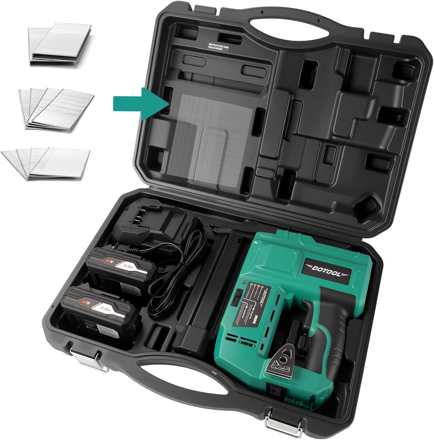 DOTOOL Cordless Nail Gun Battery Powered,2 in 1 Electric Nail Gun with 1000pcs 18 GA Nails, Brad Nailer with 20V 2.0A Batteries for Home Improvement & Woodworking