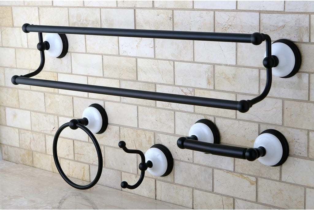 Kingston Brass BAK1113478ORB Victorian 4-Pieces Dual -Towel Bar Bathroom Hardware Set, 24 inch Length, Oil Rubbed Bronze