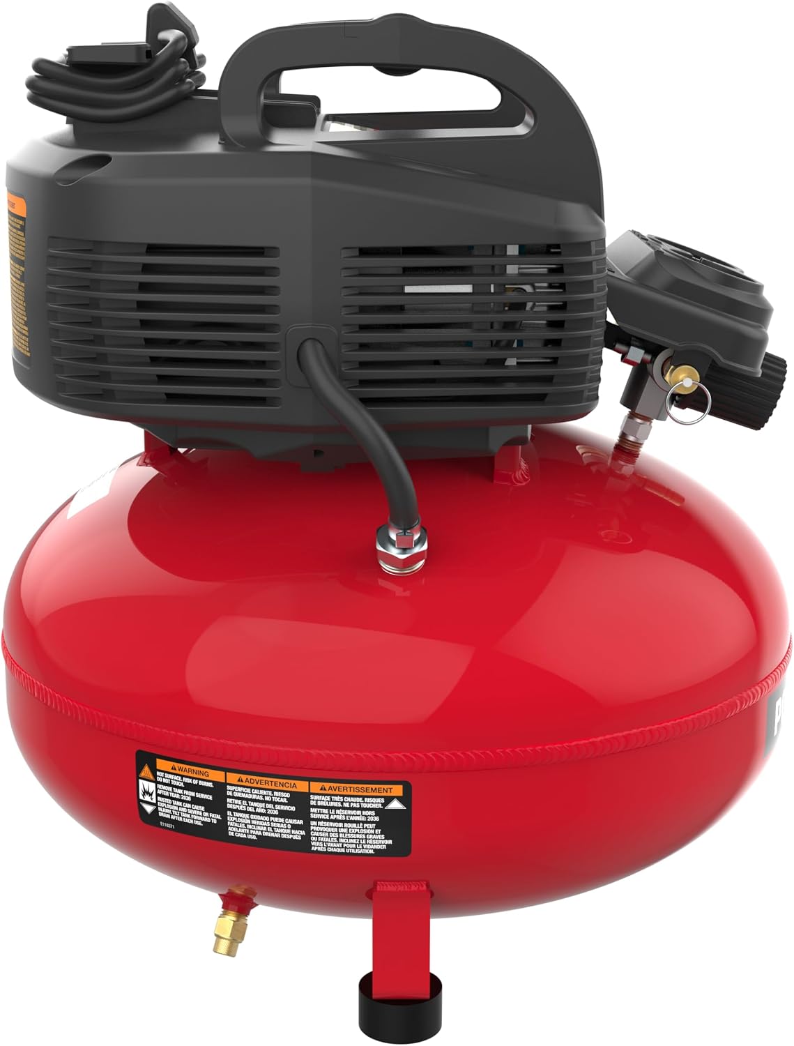 PORTER-CABLE Combination Kit Pancake Air Compressor 6 Gallon, 150 Max PSI and 2.6 CFM @ 90 PSI and Brad Nailer 18 Gauge with 100 Nail Magazine Capacity