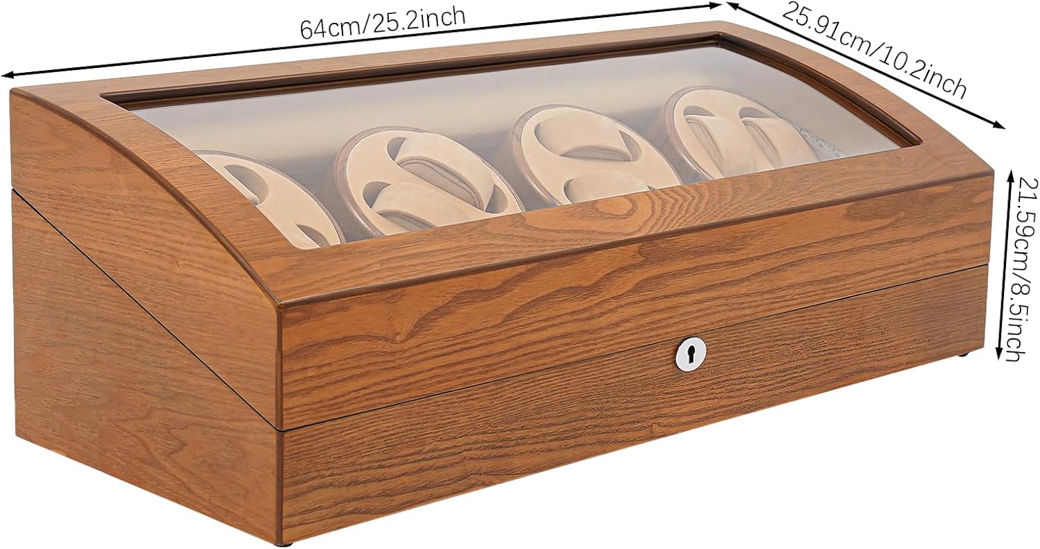 SHZICMY Automatic Watch Winder for Men, 17-Slot Watch Winder Box with Silent Motor, 5 Modes, Vintage Brown Wood & Acrylic Display Case with Lock for Automatic Mechanical Watches Storage