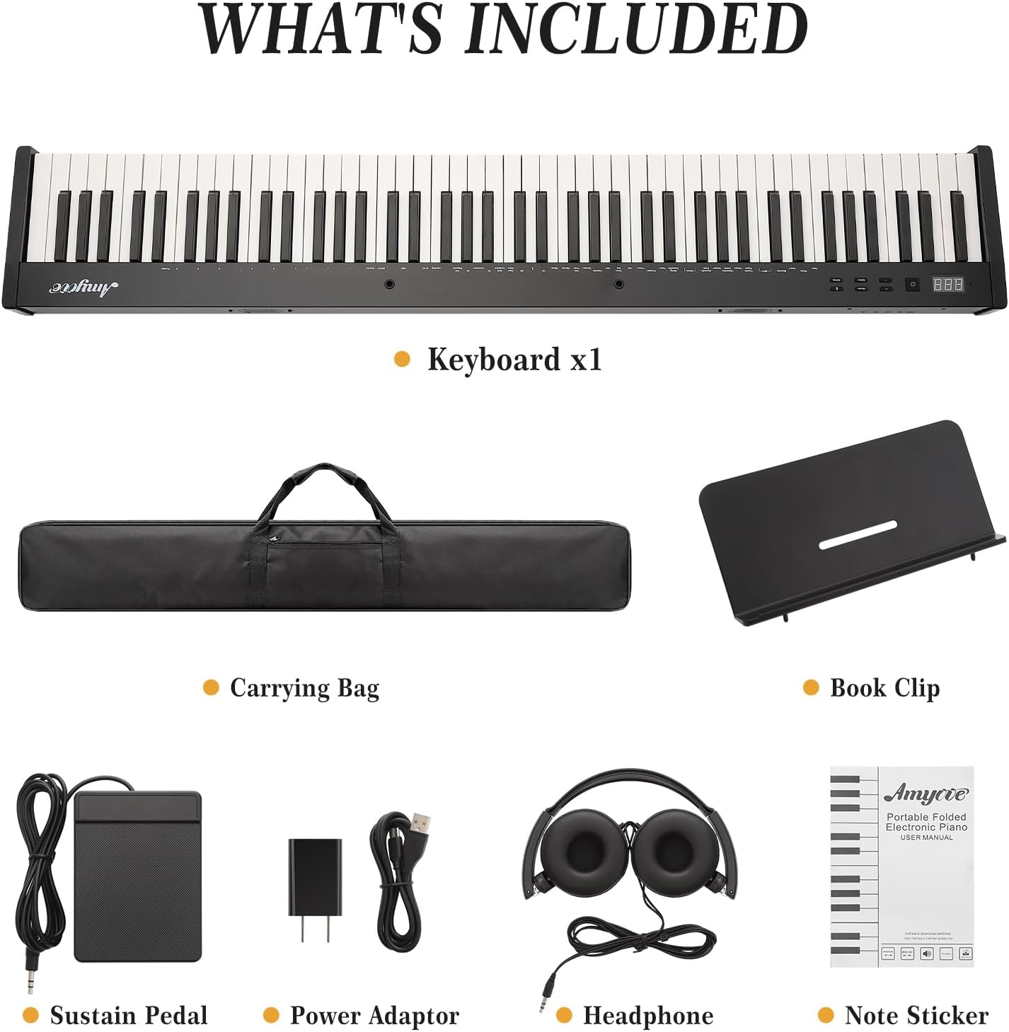 Home Digital Pianos, 88-Key Full-Size Semi-Weighted Electronic Keyboard Piano with Headphones, Sustain Pedal, Power Adapter & Carry Case for Beginners and Adults