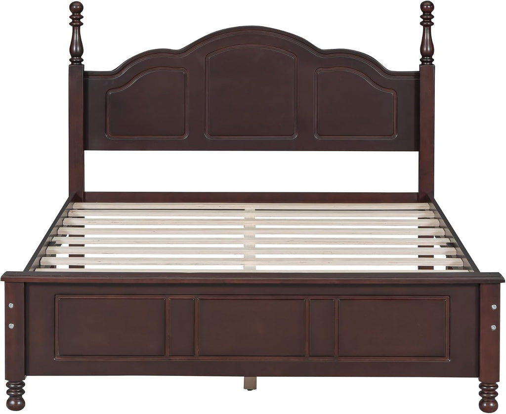 Merax 3 Pieces Modern Rustic Wood Bedroom Furniture Set with Full Size Bed Frame, 2 Night Stands with Drawers, Easy Assemble Dark Walnut