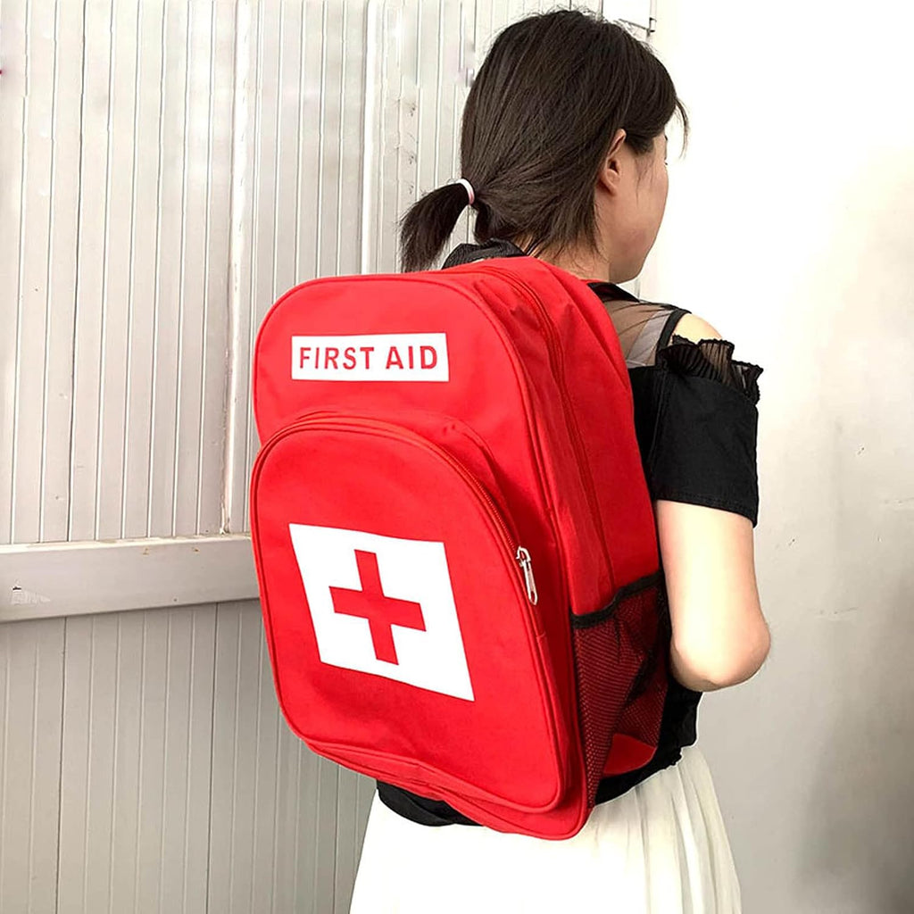 Large Haversack Bag First Aid Kit, First Aid Kit Haversack Bag, Hard Protective Large Medicine Storage Case with Portable Shoulder Strap for Home Car Travel Camping and Outdoor Activities