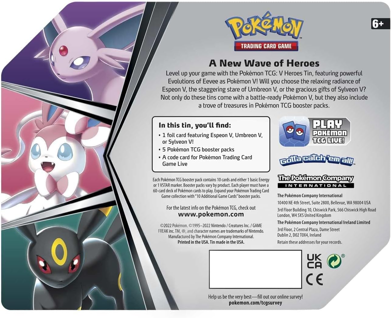 Pokemon Cards: 2022 Spring V Heroes Espeon V Tin