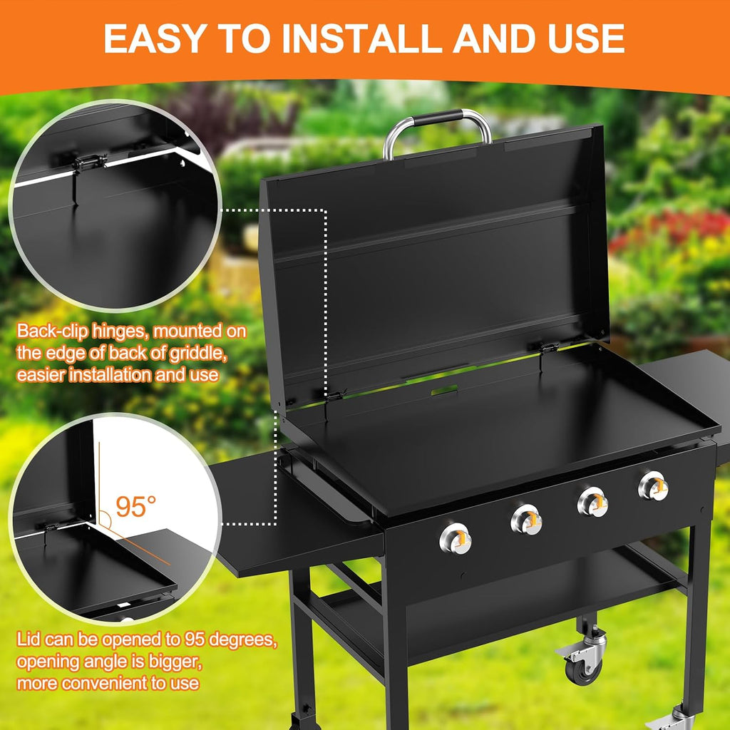 Back Hinged Lid with Handle for Blackstone and Other Brand 36' Griddles, Griddle Accessories Hard Cover Hood for Blackstone 36' Griddle 1825 1818 1836 1899 1863 1866 2122 1923 1565 1554 1560 2149 1841