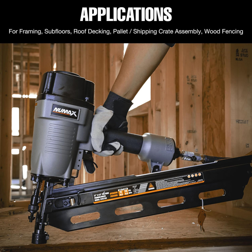 NuMax SFR2190 Pneumatic 21 Degree 3-1/2' Framing Nailer
