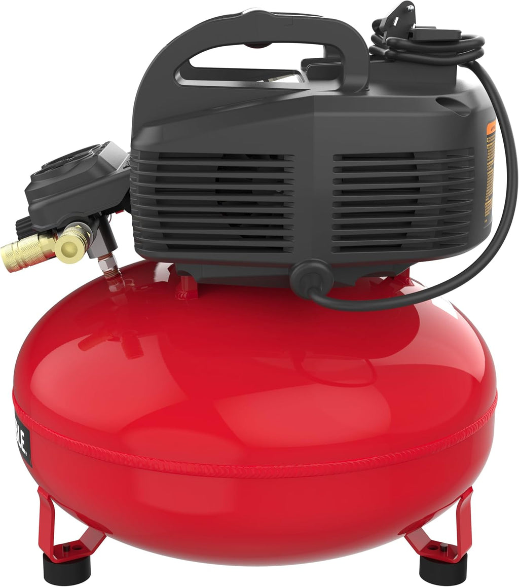 PORTER-CABLE Combination Kit Pancake Air Compressor 6 Gallon, 150 Max PSI and 2.6 CFM @ 90 PSI and Brad Nailer 18 Gauge with 100 Nail Magazine Capacity