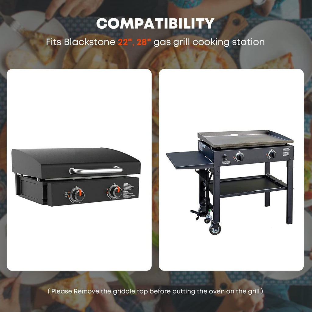 Stanbroil Outdoor Pizza Oven Pizza Maker for Blackstone 22', 28' Tabletop Griddles Cooking Station, Blackstone Flat Top Gas Grill Accessories with Temperature Gauge, 17.3 in. x 12 in. Pizza Stone
