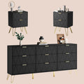 Anbuy Bedroom Sets 3 Piece 9+2+2 Black 9 Drawer Dresser & Nightstands Set of 2 for Bedroom, Two Drawers Nightstand Set of 2 and 9 Drawer Dresser Combo 3 Pieces