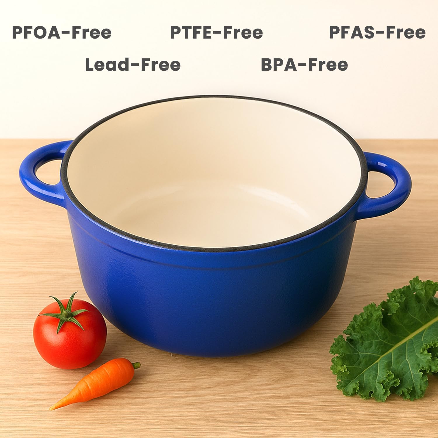 QuliMetal Nonstick Enameled Cast Iron Cookware Set, 5 Pcs Pots and Pans with Lid, Skillet, Frying Pan, Saucepan & Dutch Oven for All Stovetops, PFA Free - Ideal for Sourdough Bread Baking