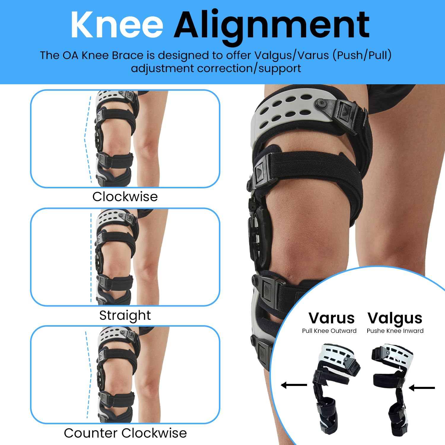 Comfyorthopedic OA Unloader Knee Brace For Medial Knee Pain, Arthritis Support, Osteoarthritis, Bone on Bone Inside Cartilage Joint Side Stabilizer L1851 L1843, Adjustable Plus Size Fits Up to 32in Thigh Circumference, Right