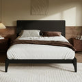 Merax King Size Bamboo Platform Bed, Mid-Century Modern Bed Frame with Tall Headboard, Solid Sustainable Bedframe King-Size, Wood Slat Support, No Box Spring Needed, Easy Assembly, Noise Free, Black