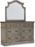 Signature Design by Ashley Lodenbay Casual Smooth-Gliding 7-Drawer Dresser and Mirror with Safety Stop, Light Gray & Dark Brown