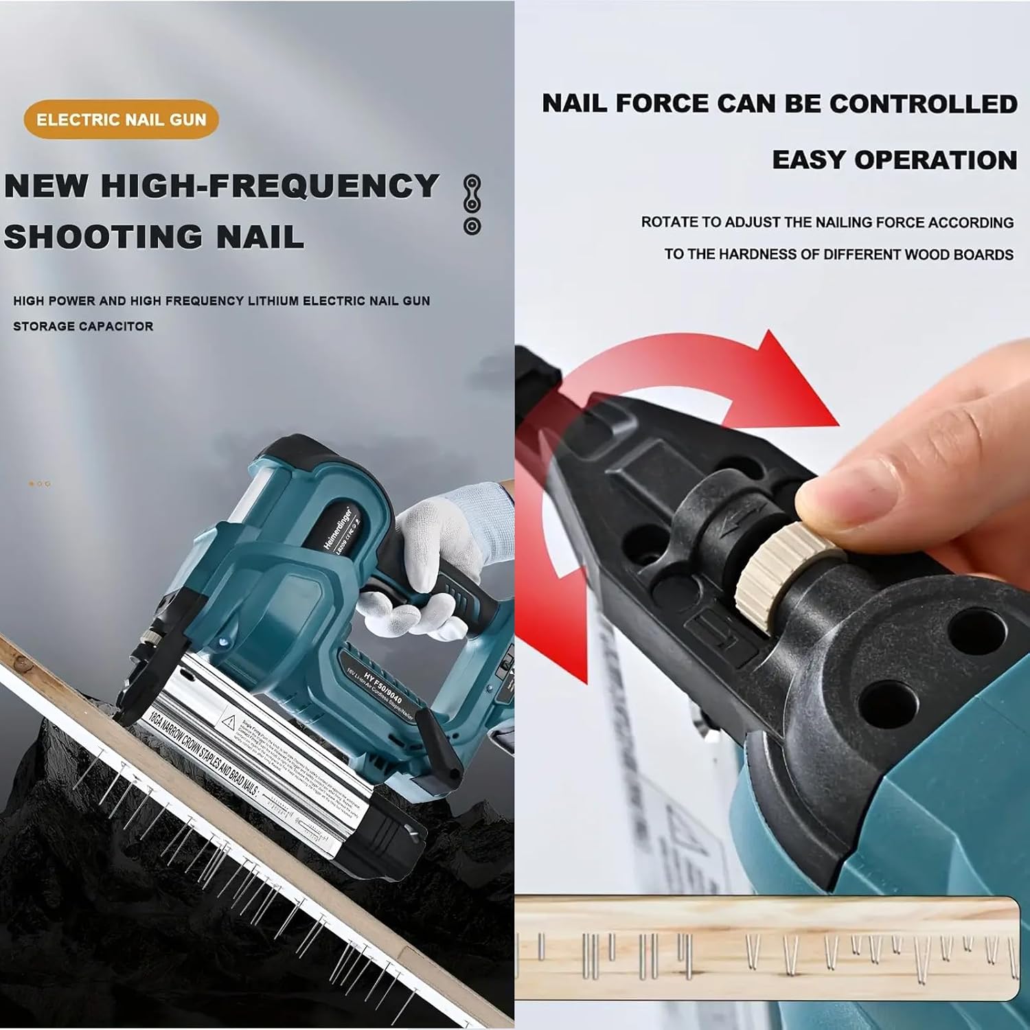 Cordless 2 Inch Brad Nailer Compatible with Makita 18V Battery,2-in-1 18GA Nail Gun Staple Gun with 1000pcs Nails for Woodworking,Upholstery