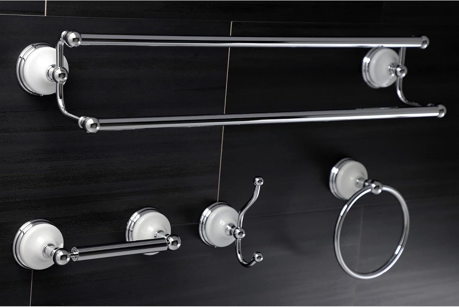 Kingston Brass BAK1113478ORB Victorian 4-Pieces Dual -Towel Bar Bathroom Hardware Set, 24 inch Length, Oil Rubbed Bronze