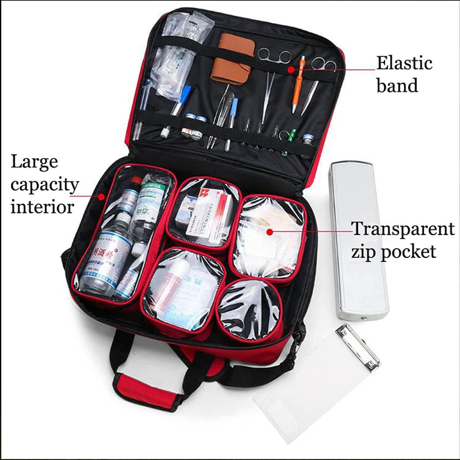 Emergency Kits, Insulated Medicine Carrying Case Bag, Mini First Aid Kit Compact Small Travel Medication Organizer Emergency Medical Pouch Holds Home, Camping, Office, Travel Red