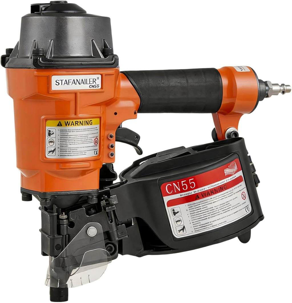 Update CN55 Siding Nailer for 1-Inch up to 2-1/4-Inch Nails, 15 Degree Coil Nail Gun with Bump Firing for Fast Nailing Speed, Coil Nail Gun for Pallets, Siding, Crating, Fencing, Decking