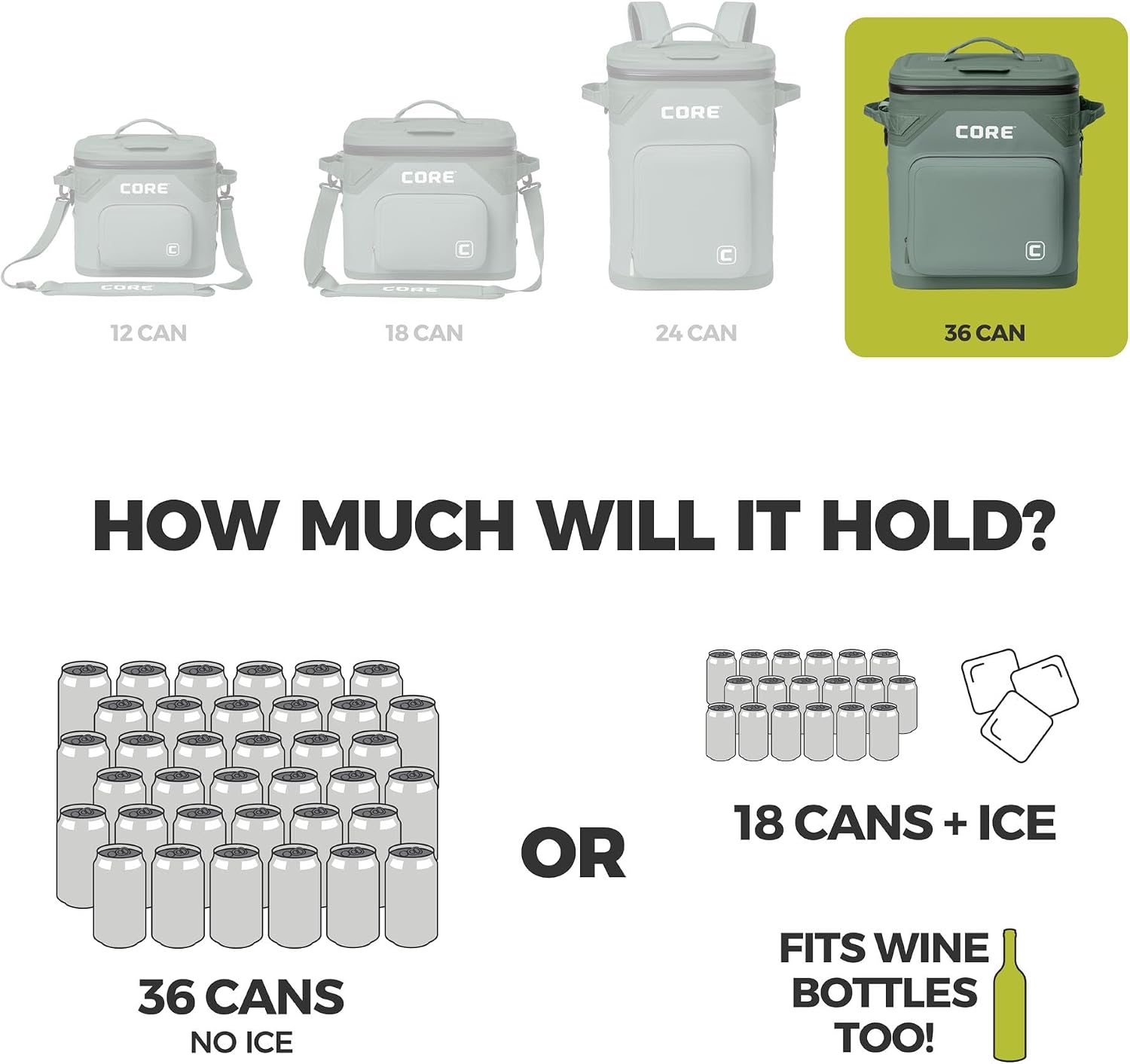 CORE Magnetic Leak Proof Soft Cooler with Waterproof Zipper | Insulated Bag Portable Ice Chest Box | Best Soft Cooler for Food & Beverages for Tailgating, Car Camping, Travel, and Family Beach Picnics