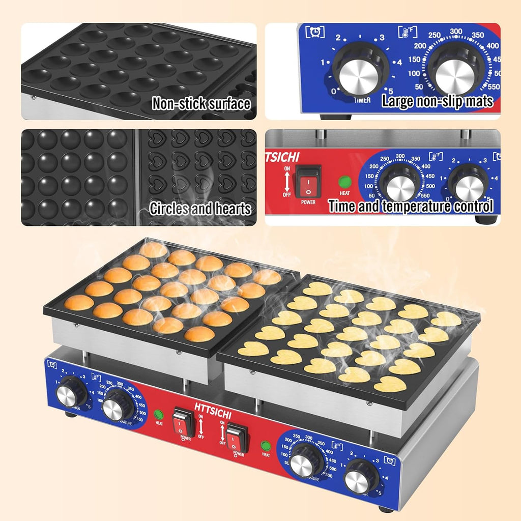 Electric Mini Pancake Maker, Temperature Control, Includes Baking Tools and Accessories (50 Pcs)