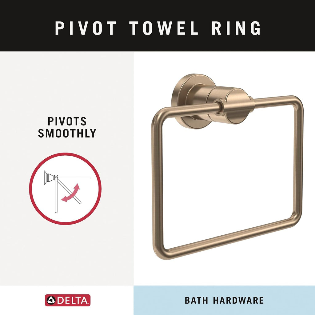 Delta 4-Piece Champagne Bronze Bathroom Set Towel Rack, Ring, Toilet Paper Holder, Hook | Nicoli Bath Accessories