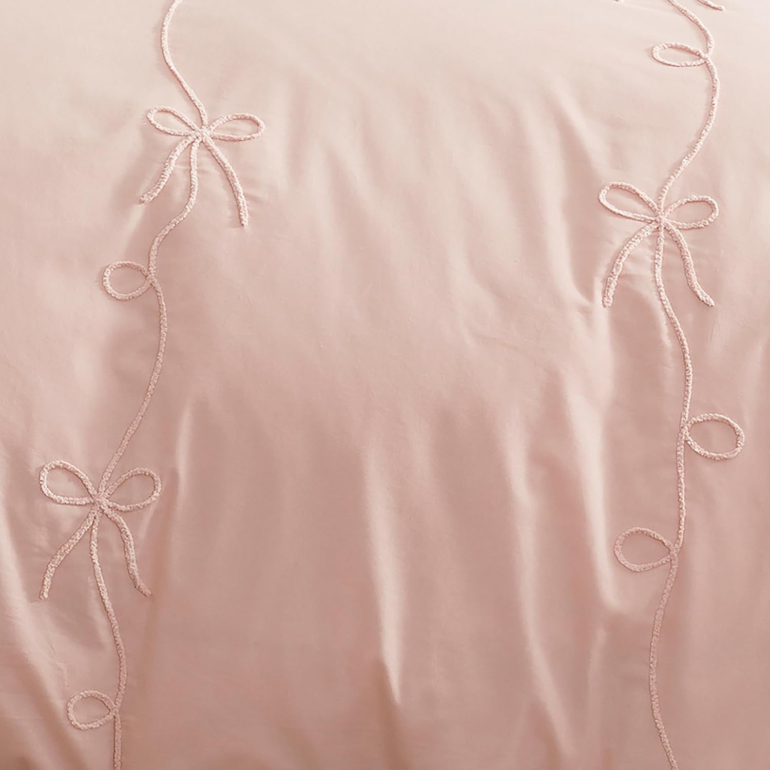 Peri Home Bows Bedding Cottage Core 100% Cotton 3-Piece Comforter and Sham Set, Full/Queen, Blush Sasha Bows