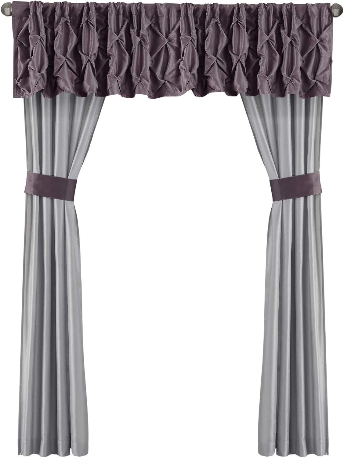 Madison Park Essentials Cal King Comforter Set, 24 Piece Bedding With Matching Curtains, Decorative Pillows, Luxe Diamond Tufting , Room in a Bag Joella Collection, Plum Cal King