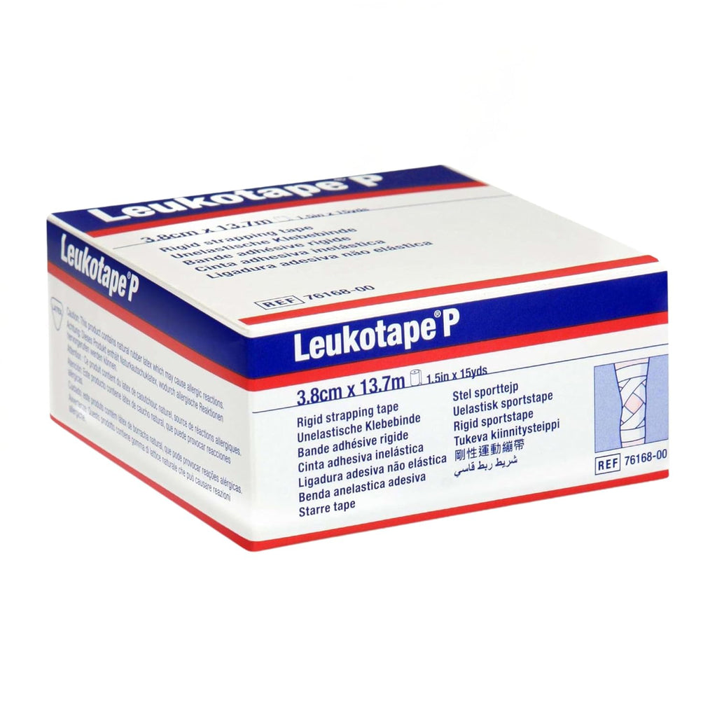 Leukotape P Adhesive Strapping Tape – for Sports Injuries, Strains and Sprains - 1.5 in x 15 yds, Tan, (30 Rolls)
