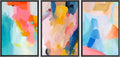 SIGNWIN Framed Canvas Print Wall Art Set Vibrant Rainbow Paint Stroke Collage Shapes Abstract Illustrations Modern Art Decorative Nordic for Living Room, Bedroom, Office - 16'x24'x3 Black