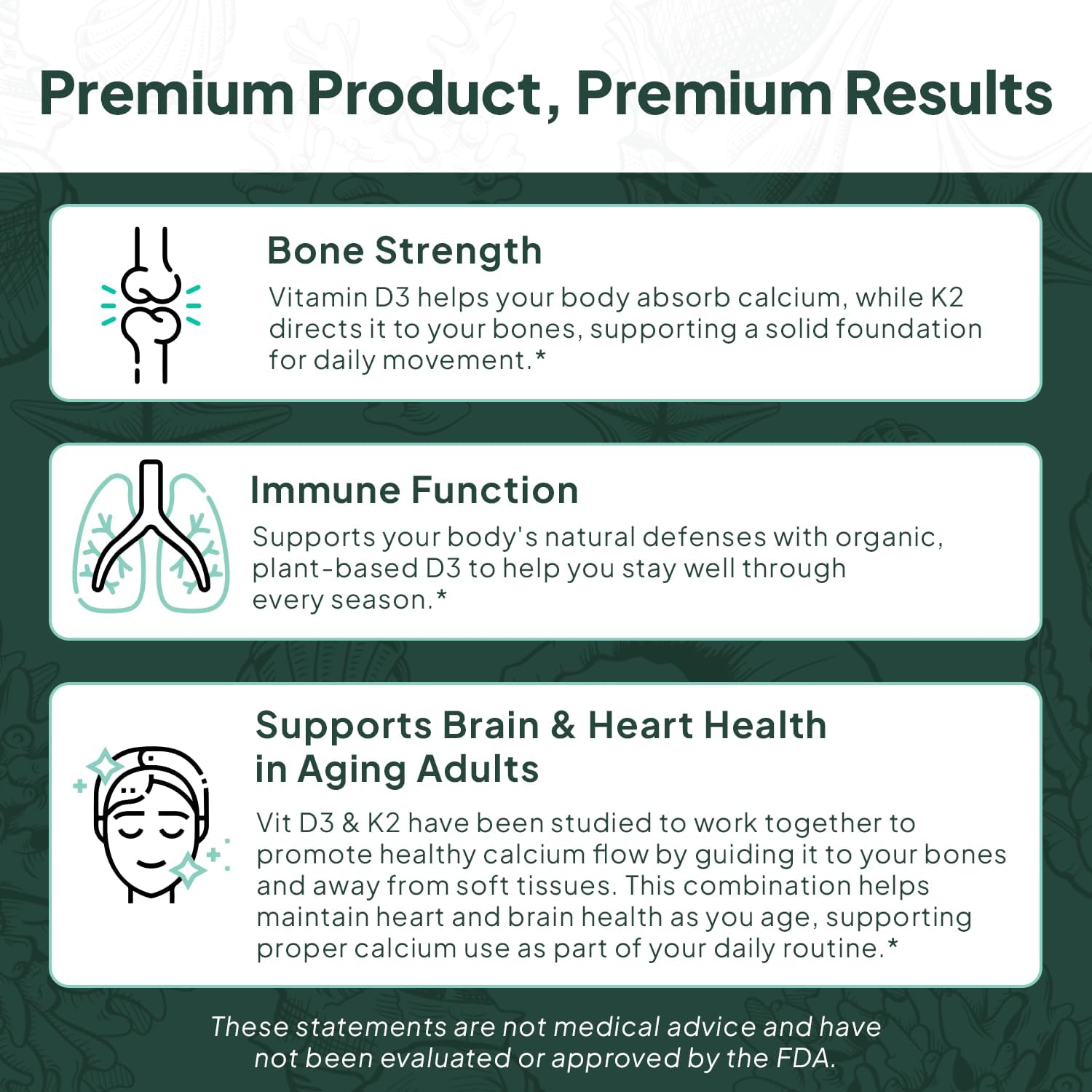 Organics Ocean Better D3 + K2-100% Organic VIT D3 and K2 Supplements with Maximum Bioavailability - Supports Bone Density, Calcium Balance, Immunity & Mood - 6-Pack, 180-Day Supply