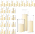 Shihanee 120 Pcs Pillar Candles and Glass Cylinder Vases Clear Cylinder Holders for Slim Pillar Candles Table Decoration (Ivory White)