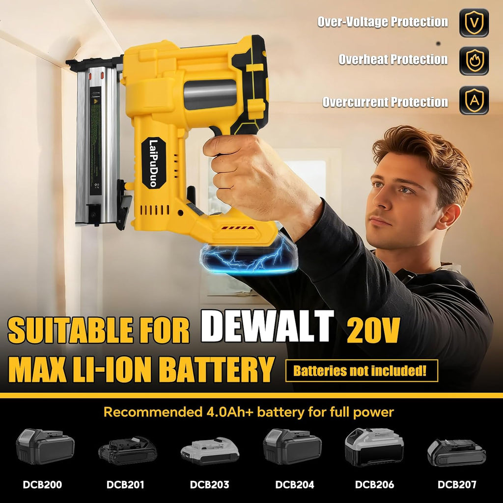 Cordless Brad Nailer Compatible with Dewalt 20V Battery, RexLeLXB 2-in-1 Pneumatic Staple Gun Nail Gun with 800 Nails, 18GA Staple Gun for Wood Working, Framing, Furniture & Upholstery Projects