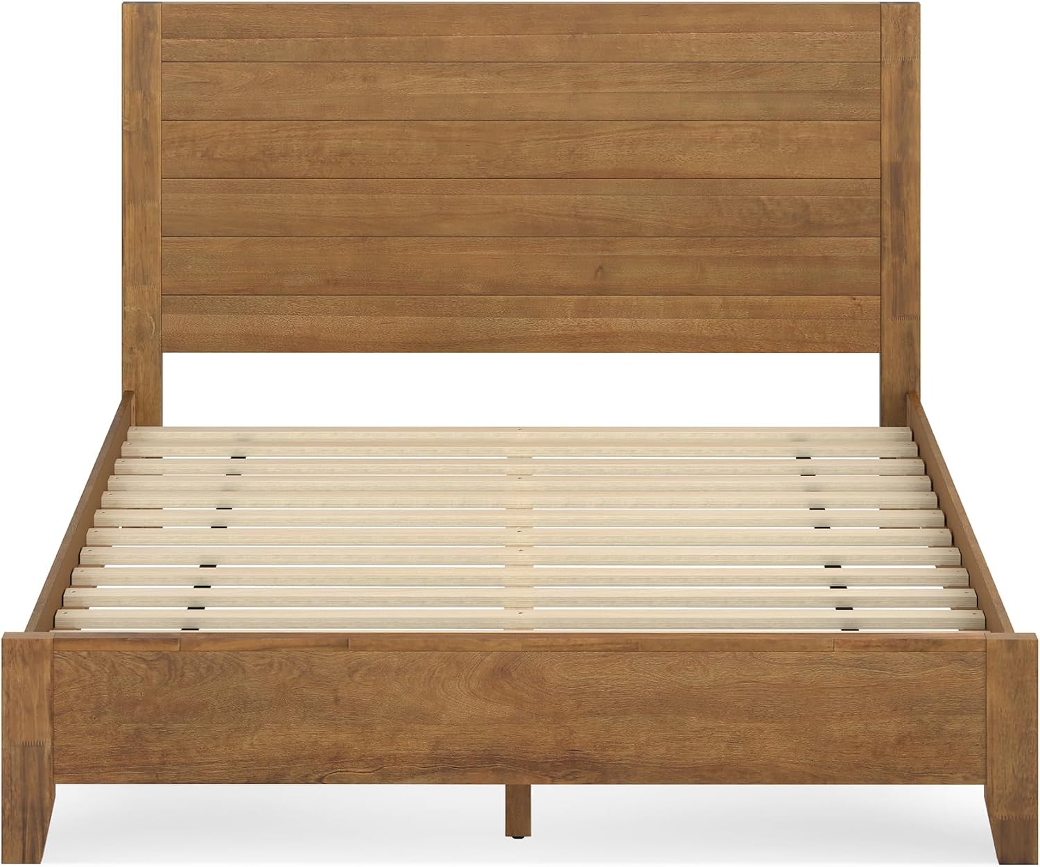 Cozyman Queen Bed Frame with Headboard, 100% Solid Acacia Wood Platform, 800lb Heavy Duty Support with 10 Reinforced Legs, Noise-Free No Box Spring Needed, Low-Profile Design, Dark Wood