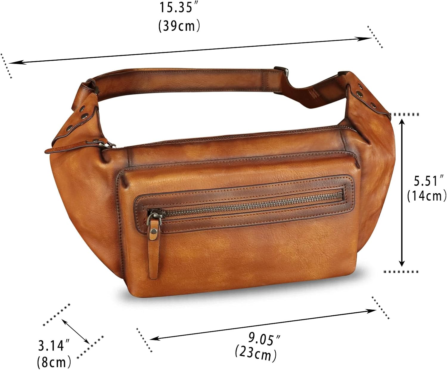 Genuine Leather Fanny Pack for Men and Women - Waist Bag, Hip Bag and Chest Purses (Brown)