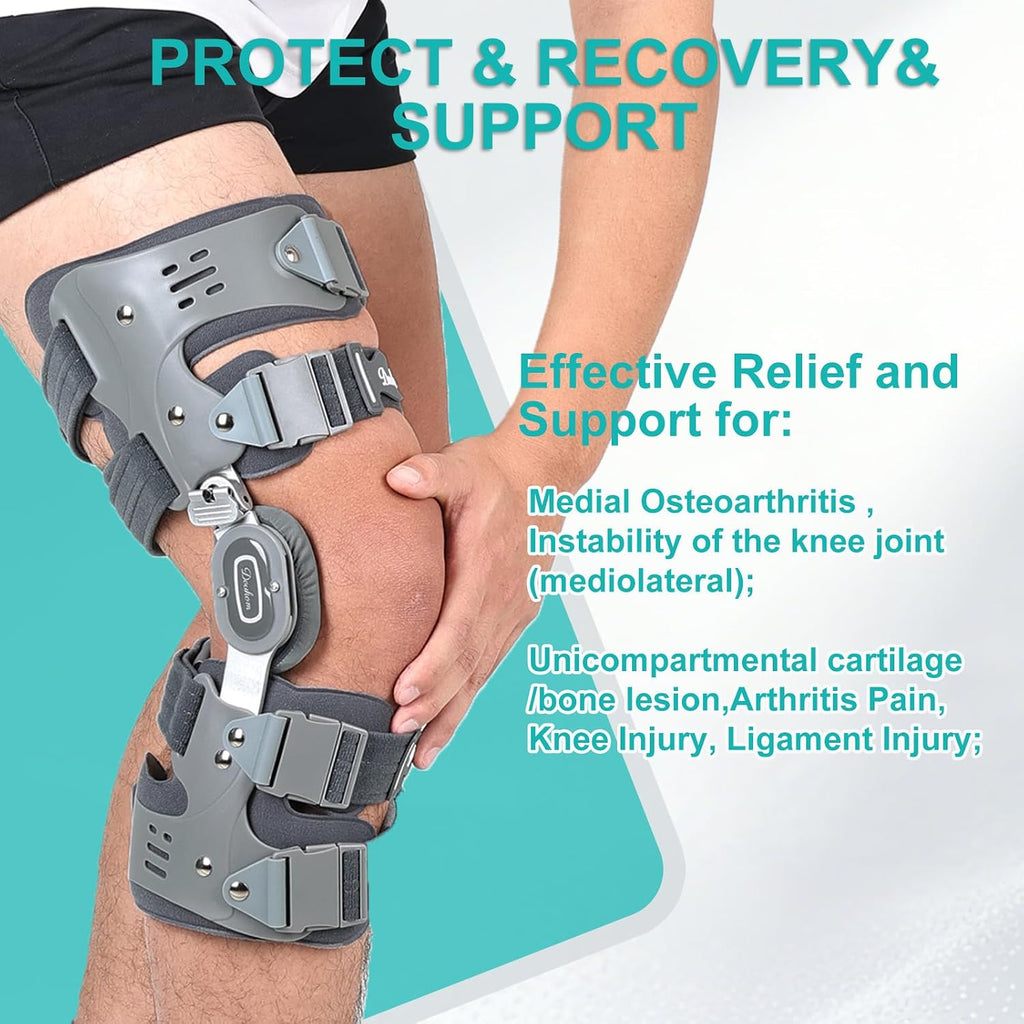 Osteoarthritis Unloader Knee Brace, OA Knee Brace for Arthritis Pain and Support, Low Profile Knee Support for Medial and Lateral Degeneration Knee Pain (Gray/Right)